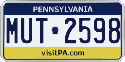 PA license plate MUT2598