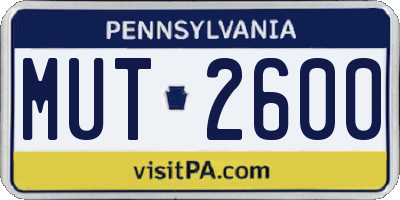 PA license plate MUT2600