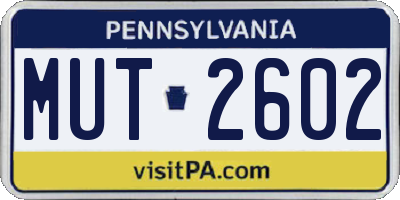PA license plate MUT2602
