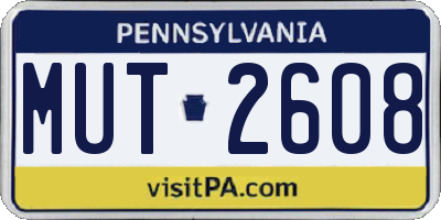 PA license plate MUT2608