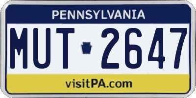 PA license plate MUT2647