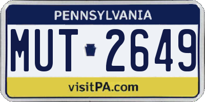 PA license plate MUT2649