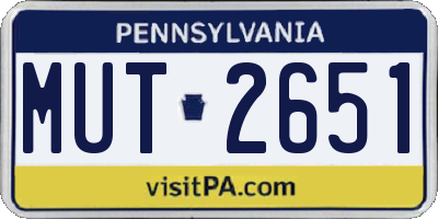 PA license plate MUT2651