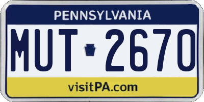 PA license plate MUT2670