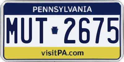 PA license plate MUT2675