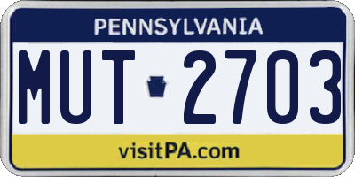 PA license plate MUT2703