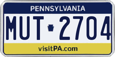 PA license plate MUT2704
