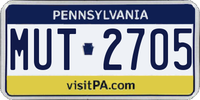 PA license plate MUT2705