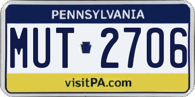 PA license plate MUT2706