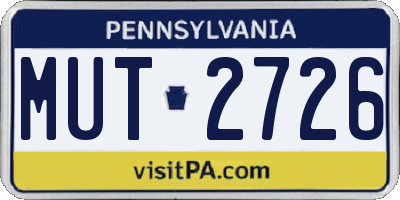 PA license plate MUT2726