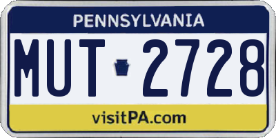 PA license plate MUT2728
