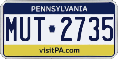PA license plate MUT2735
