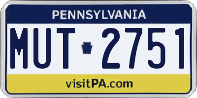 PA license plate MUT2751