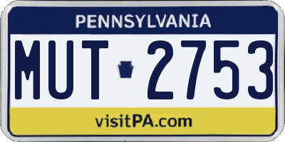 PA license plate MUT2753