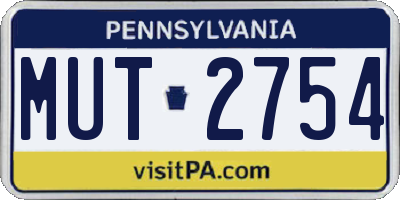 PA license plate MUT2754