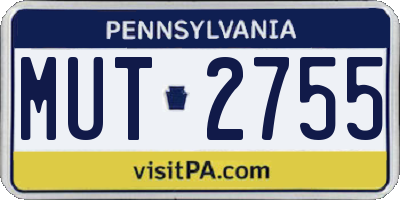 PA license plate MUT2755