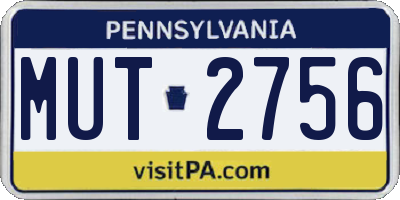 PA license plate MUT2756