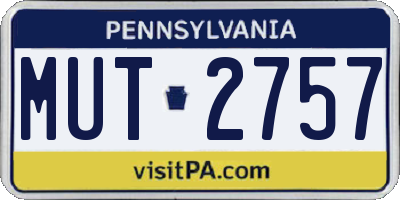 PA license plate MUT2757