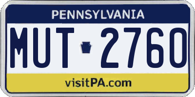 PA license plate MUT2760