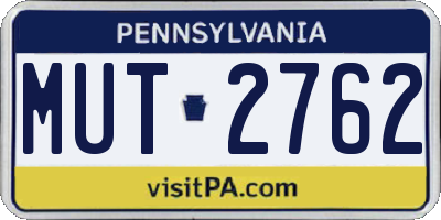 PA license plate MUT2762