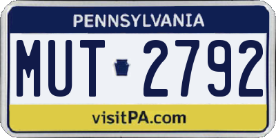 PA license plate MUT2792