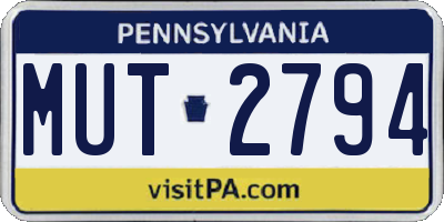 PA license plate MUT2794