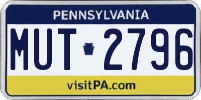 PA license plate MUT2796