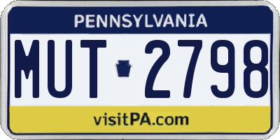 PA license plate MUT2798