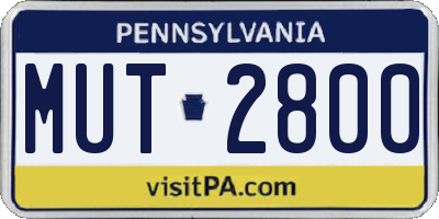 PA license plate MUT2800