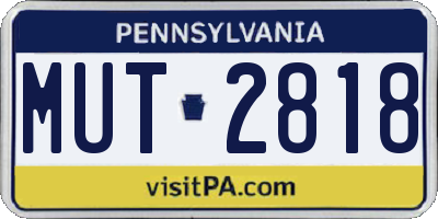 PA license plate MUT2818