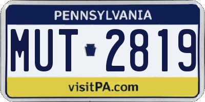 PA license plate MUT2819