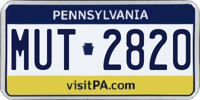 PA license plate MUT2820