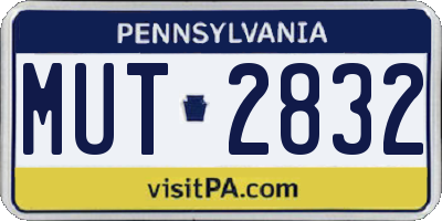 PA license plate MUT2832