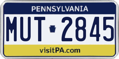 PA license plate MUT2845