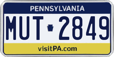 PA license plate MUT2849