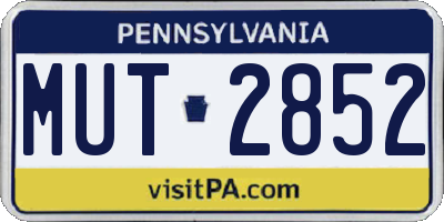 PA license plate MUT2852