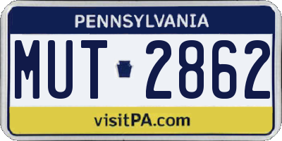 PA license plate MUT2862