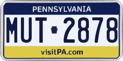 PA license plate MUT2878