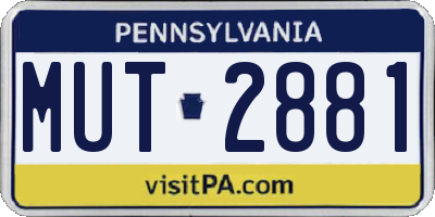 PA license plate MUT2881