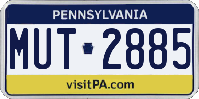 PA license plate MUT2885
