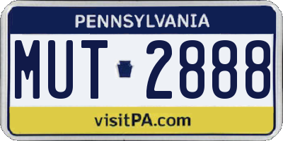 PA license plate MUT2888
