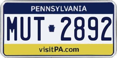 PA license plate MUT2892