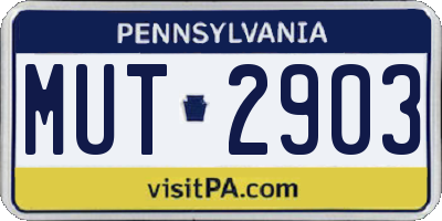 PA license plate MUT2903