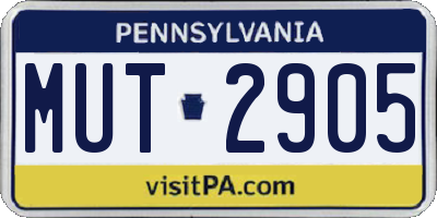 PA license plate MUT2905
