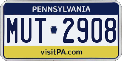 PA license plate MUT2908