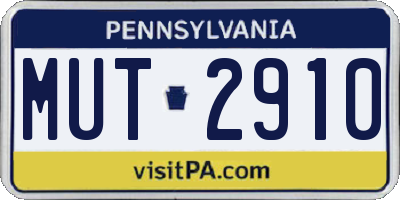 PA license plate MUT2910