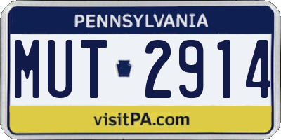 PA license plate MUT2914