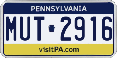 PA license plate MUT2916