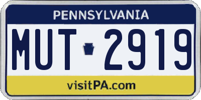 PA license plate MUT2919