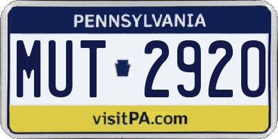 PA license plate MUT2920
